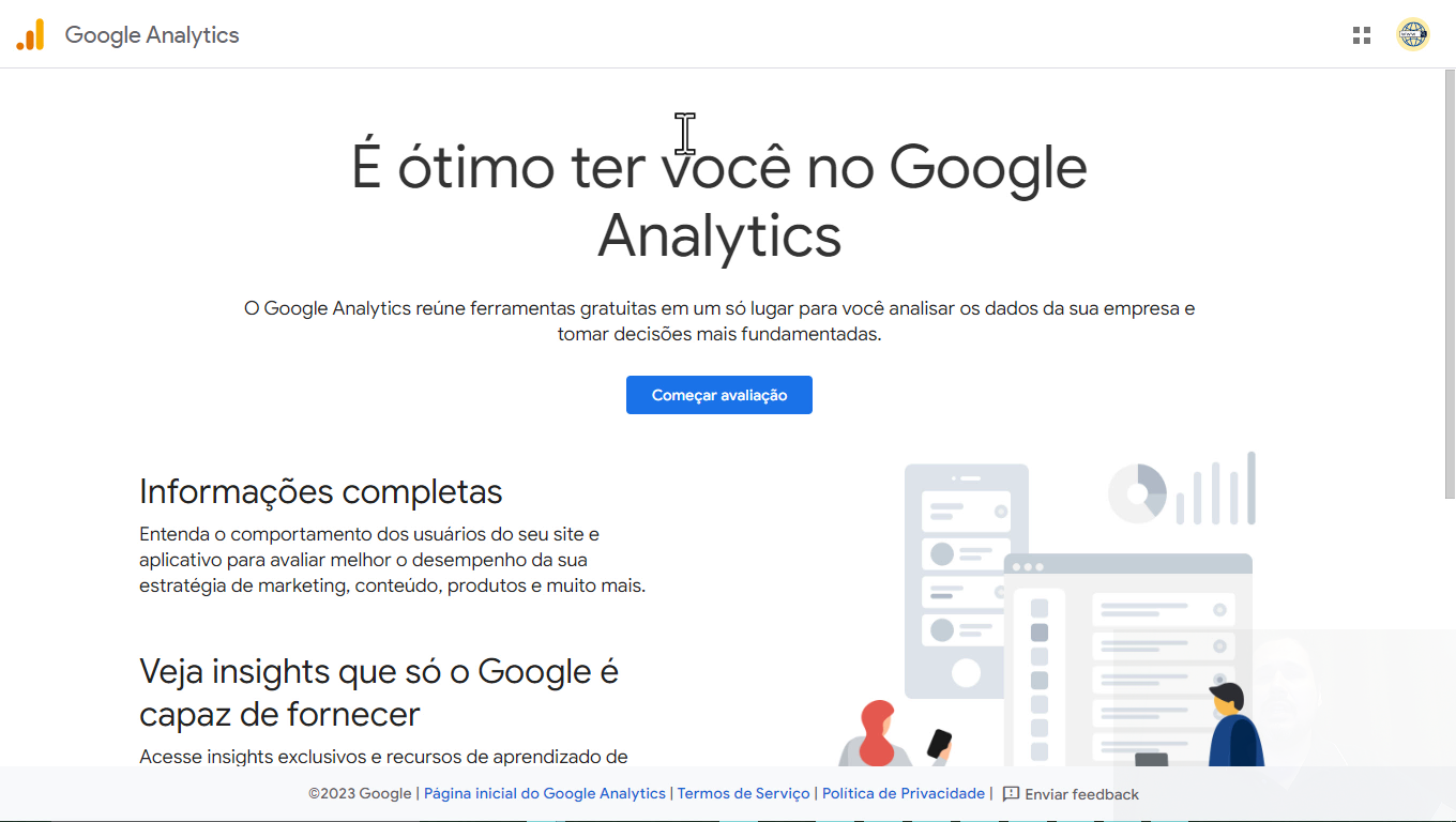 Google Analytics em 2023 - Tela Inicial