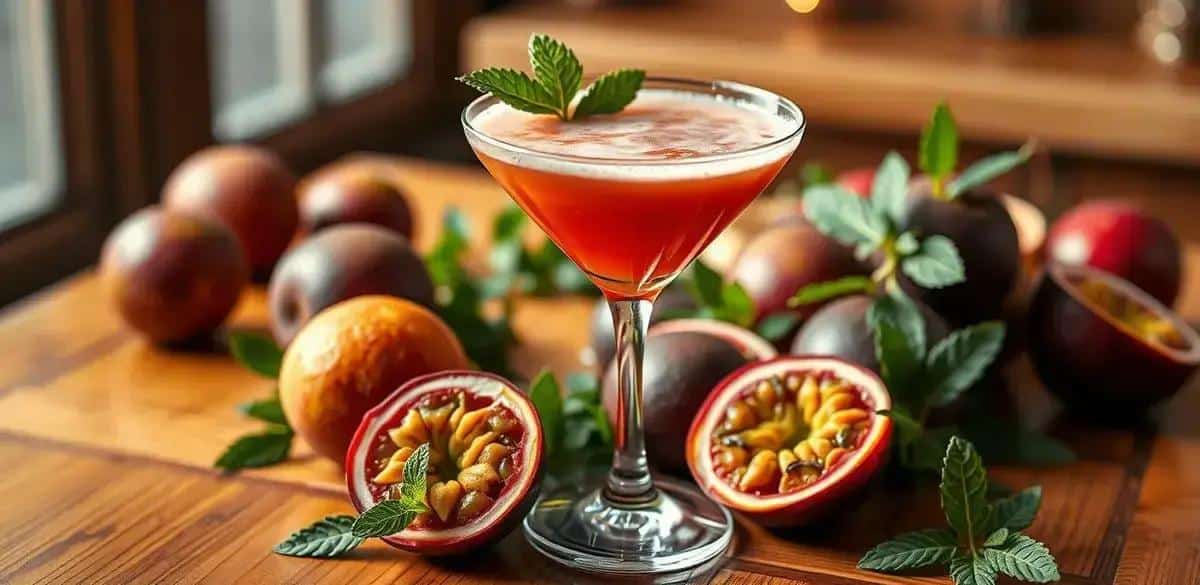 Leia mais sobre o artigo Martini com Espuma de Maracujá e Hortelã: A Bebida Refrescante que Você Precisa Experimentar