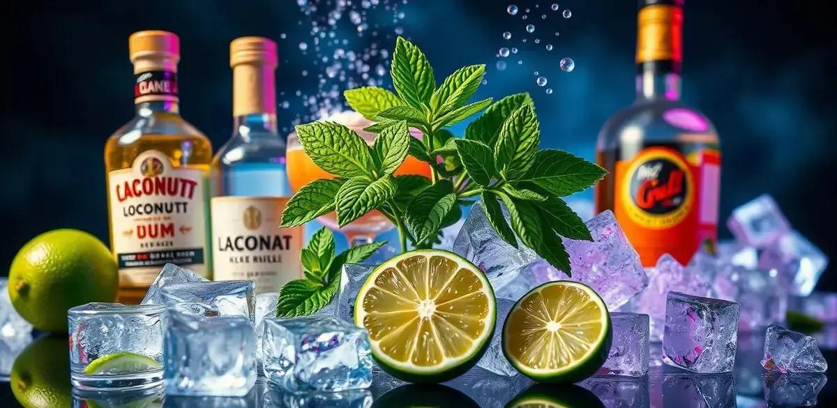 Ingredientes do Terremoto com Licor de Coco e Hortelã