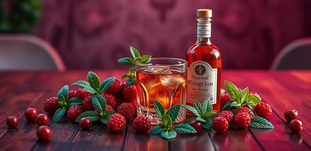 Ingredientes para Whisky com Frutas Vermelhas e Licor de Menta