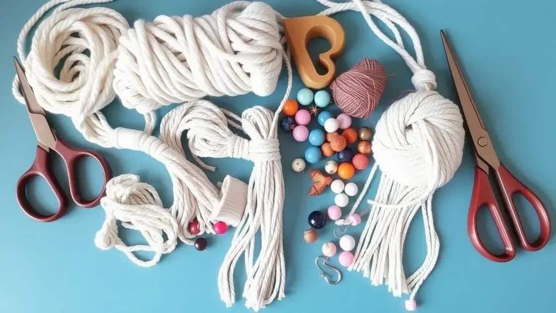 Materiais necessários para criar suportes de macramê