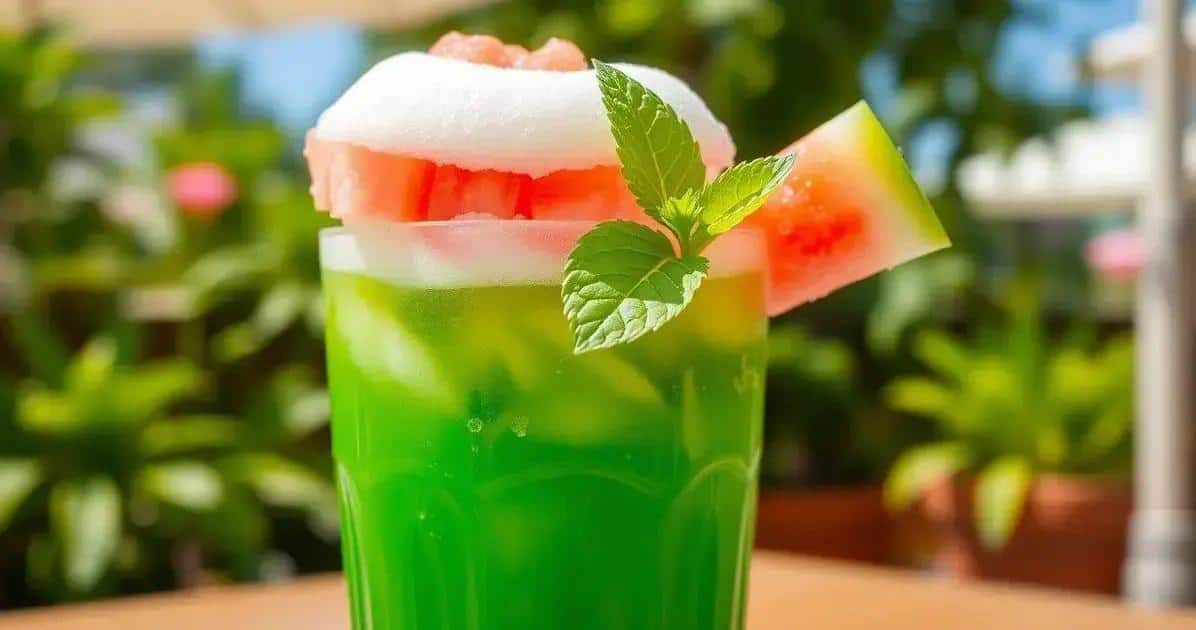 No momento, você está visualizando Drink Verde com Espuma de Melancia e Gengibre: A Bebida Refrescante do Verão