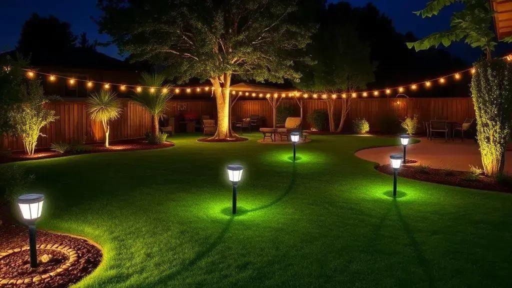 instalando luzes solares para destacar seu jardim a noite
